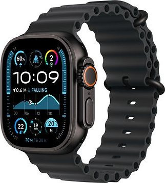 Apple Watch Ultra 2 49 mm Čierny titán s čiernym oceánskym remienkom