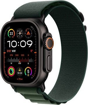 Apple Watch Ultra 2 49 mm Čierny titán s tmavo zeleným alpským ťahom – Medium