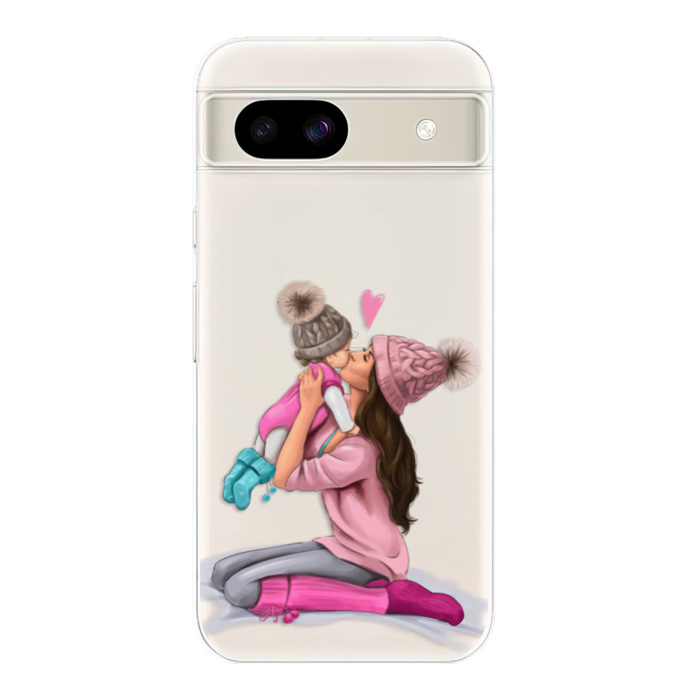 Odolné silikónové puzdro iSaprio - Kissing Mom - Brunette and Girl - Google Pixel 8a