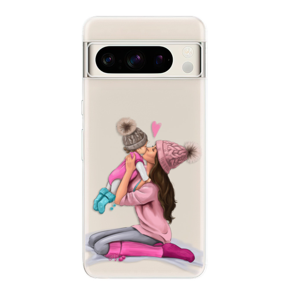 Odolné silikónové puzdro iSaprio - Kissing Mom - Brunette and Girl - Google Pixel 8 Pro