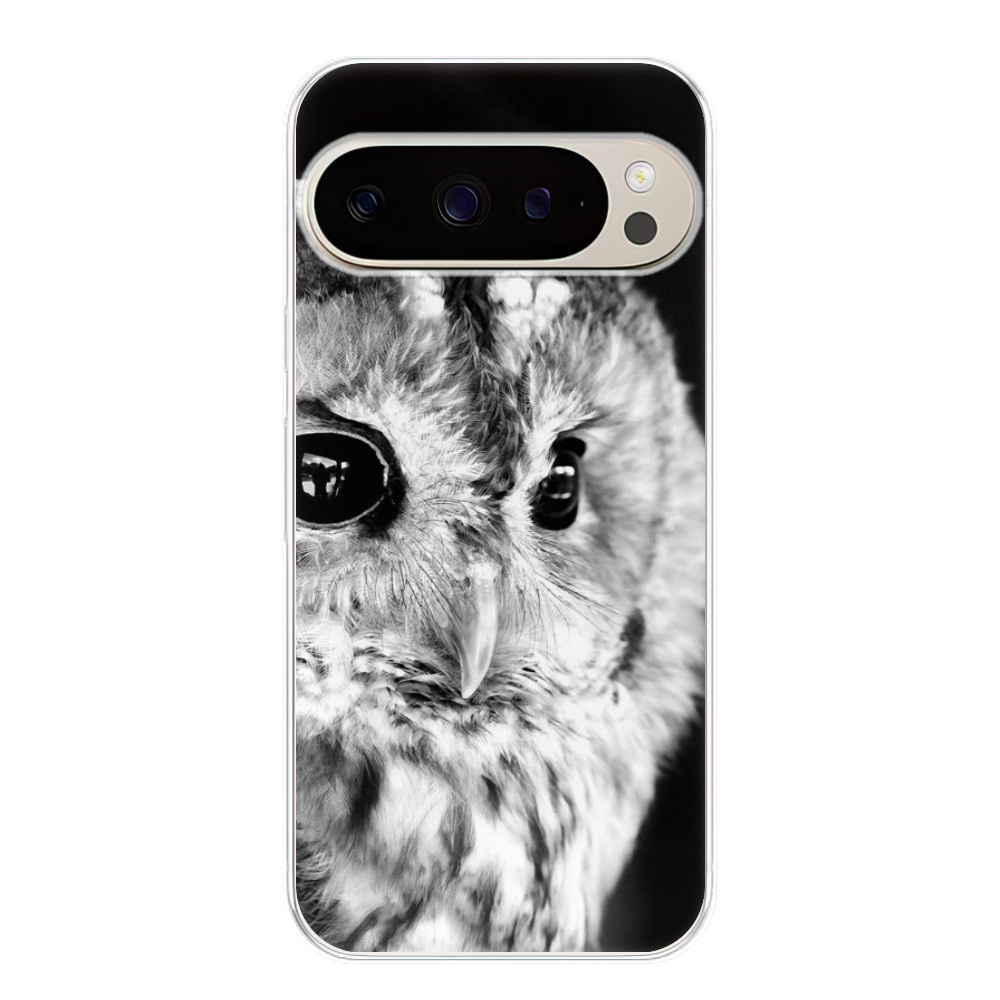 Odolné silikónové puzdro iSaprio - BW Owl - Google Pixel 9 / 9 Pro