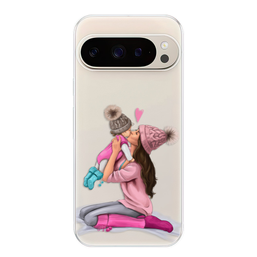 Odolné silikónové puzdro iSaprio - Kissing Mom - Brunette and Girl - Google Pixel 9 / 9 Pro