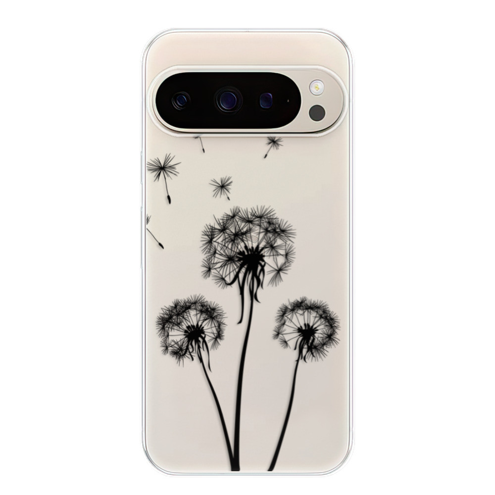 Odolné silikónové puzdro iSaprio - Three Dandelions - black - Google Pixel 9 / 9 Pro