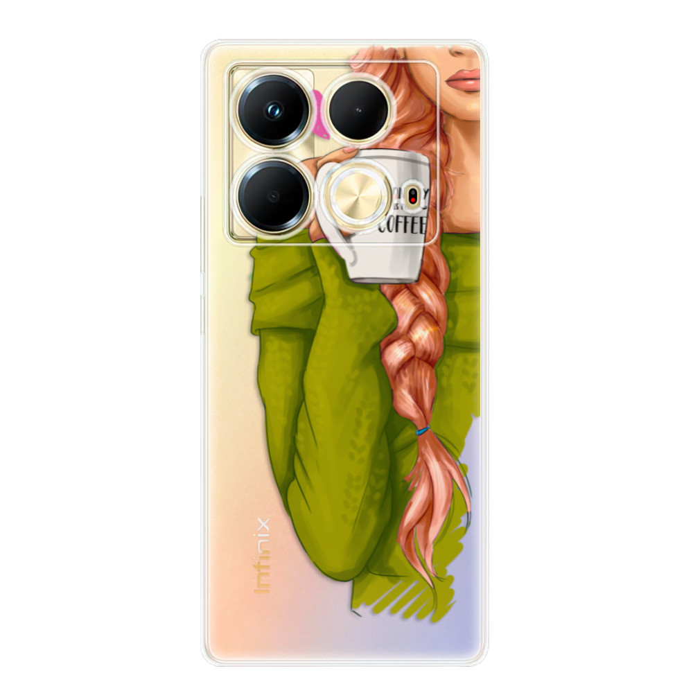 Odolné silikónové puzdro iSaprio - My Coffe and Redhead Girl - Infinix Note 40