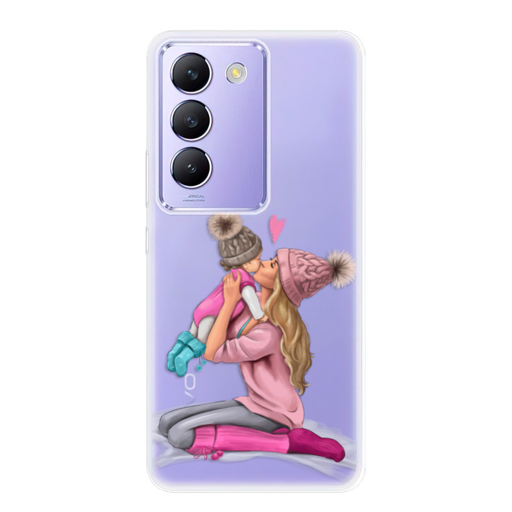 Odolné silikónové puzdro iSaprio - Kissing Mom - Blond and Girl - Vivo V40 SE 4G/5G