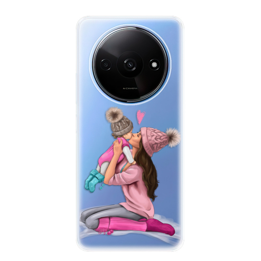 Odolné silikónové puzdro iSaprio - Kissing Mom - Brunette and Girl - Xiaomi Redmi A3