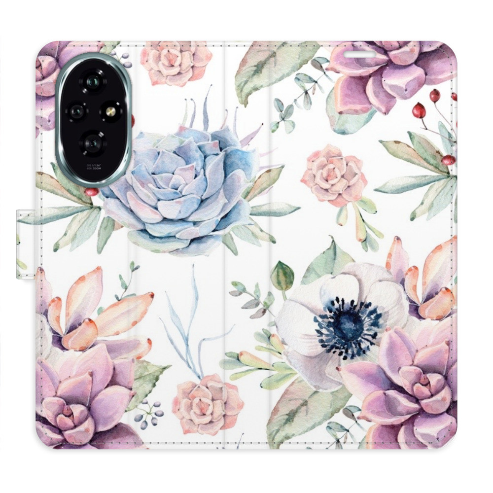 Flipové puzdro iSaprio - Succulents Pattern - Honor 200