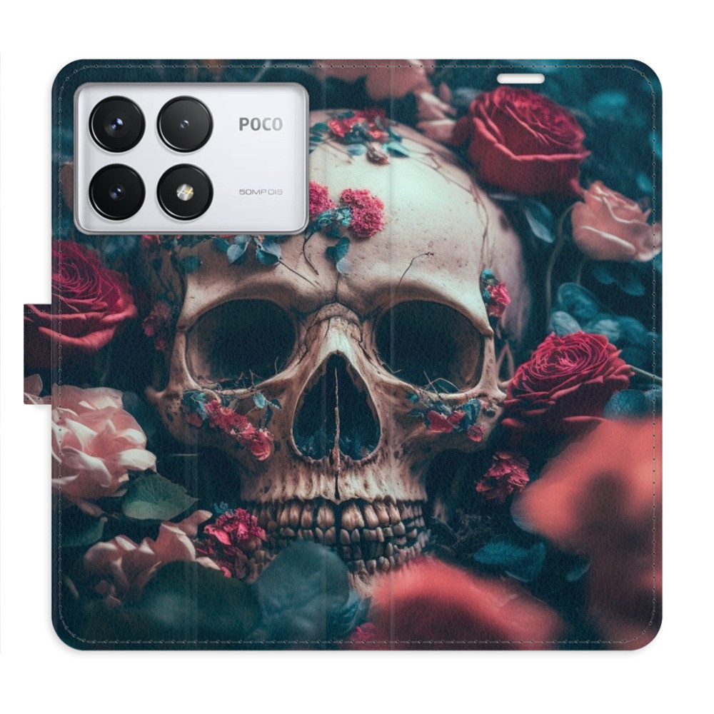 Flipové puzdro iSaprio - Skull in Roses 02 - Poco F6 Pro