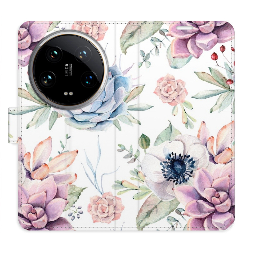 Flipové puzdro iSaprio - Succulents Pattern - Xiaomi 14 Ultra
