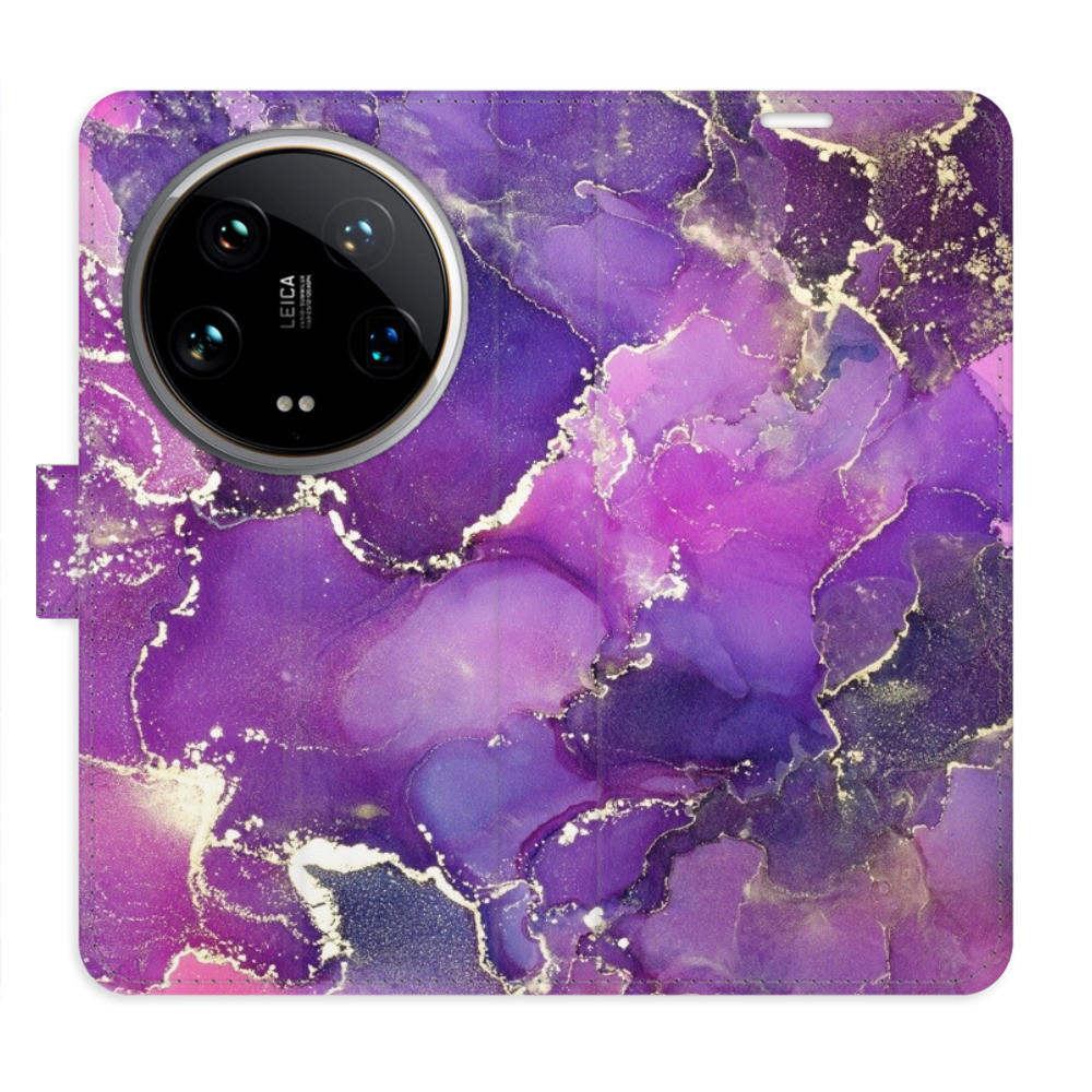 Flipové puzdro iSaprio - Purple Marble - Xiaomi 14 Ultra