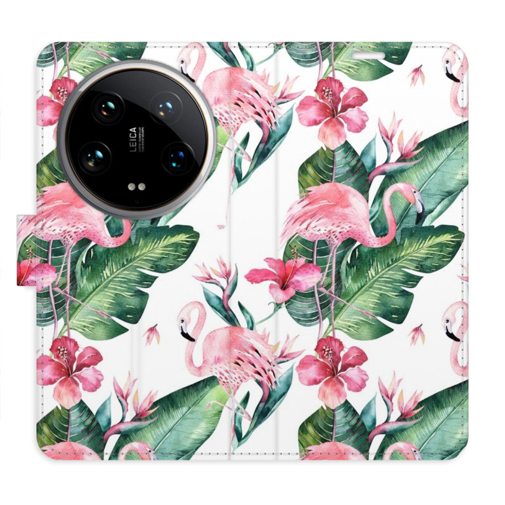 Flipové puzdro iSaprio - Flamingos Pattern - Xiaomi 14 Ultra