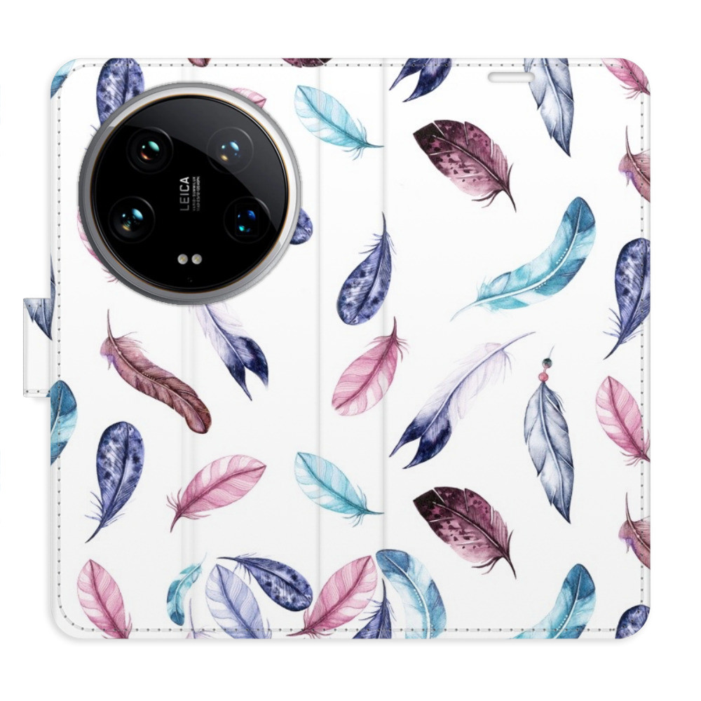 Flipové puzdro iSaprio - Colorful Feathers - Xiaomi 14 Ultra