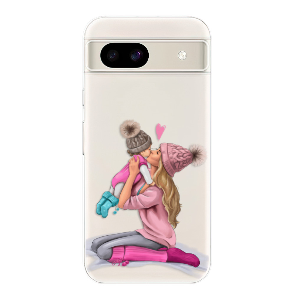 Odolné silikónové puzdro iSaprio - Kissing Mom - Blond and Girl - Google Pixel 8a