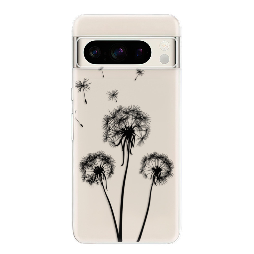Odolné silikónové puzdro iSaprio - Three Dandelions - black - Google Pixel 8 Pro