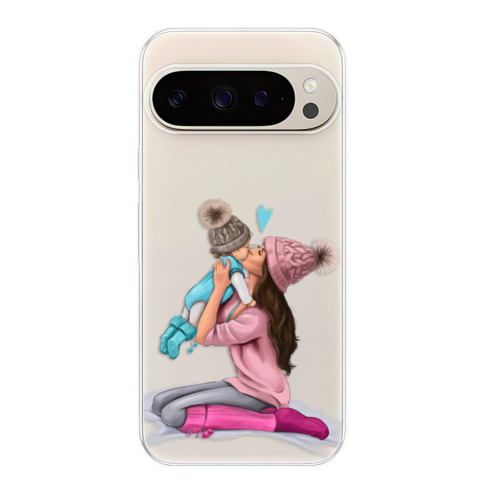 Odolné silikónové puzdro iSaprio - Kissing Mom - Brunette and Boy - Google Pixel 9 / 9 Pro