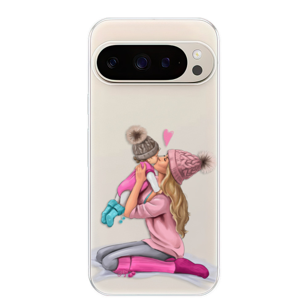 Odolné silikónové puzdro iSaprio - Kissing Mom - Blond and Girl - Google Pixel 9 / 9 Pro