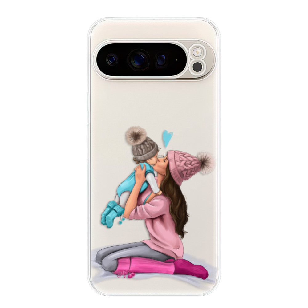 Odolné silikónové puzdro iSaprio - Kissing Mom - Brunette and Boy - Google Pixel 9 Pro XL