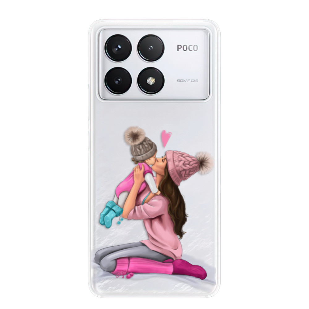 Odolné silikónové puzdro iSaprio - Kissing Mom - Brunette and Girl - Poco F6 Pro