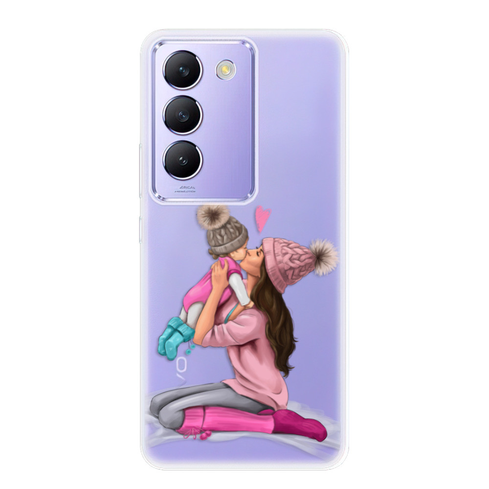Odolné silikónové puzdro iSaprio - Kissing Mom - Brunette and Girl - Vivo V40 SE 4G/5G