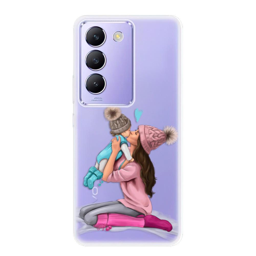 Odolné silikónové puzdro iSaprio - Kissing Mom - Brunette and Boy - Vivo V40 SE 4G/5G