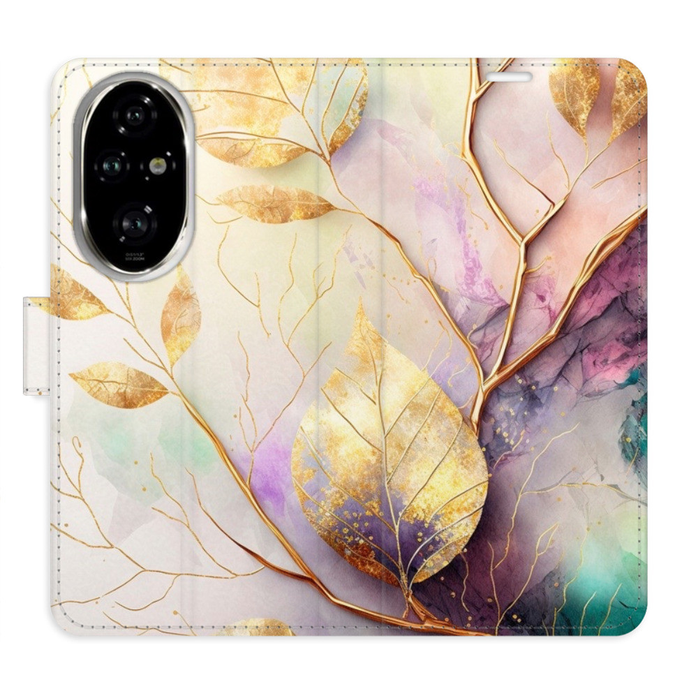 Flipové puzdro iSaprio - Gold Leaves 02 - Honor 200 Pro