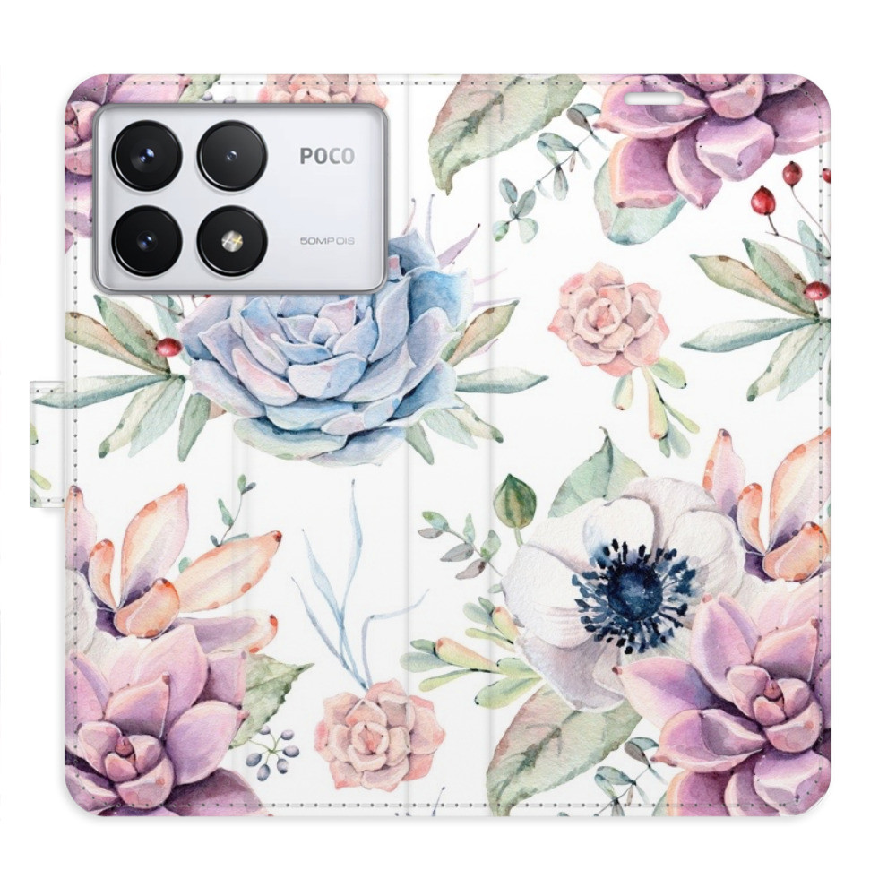 Flipové puzdro iSaprio - Succulents Pattern - Poco F6 Pro