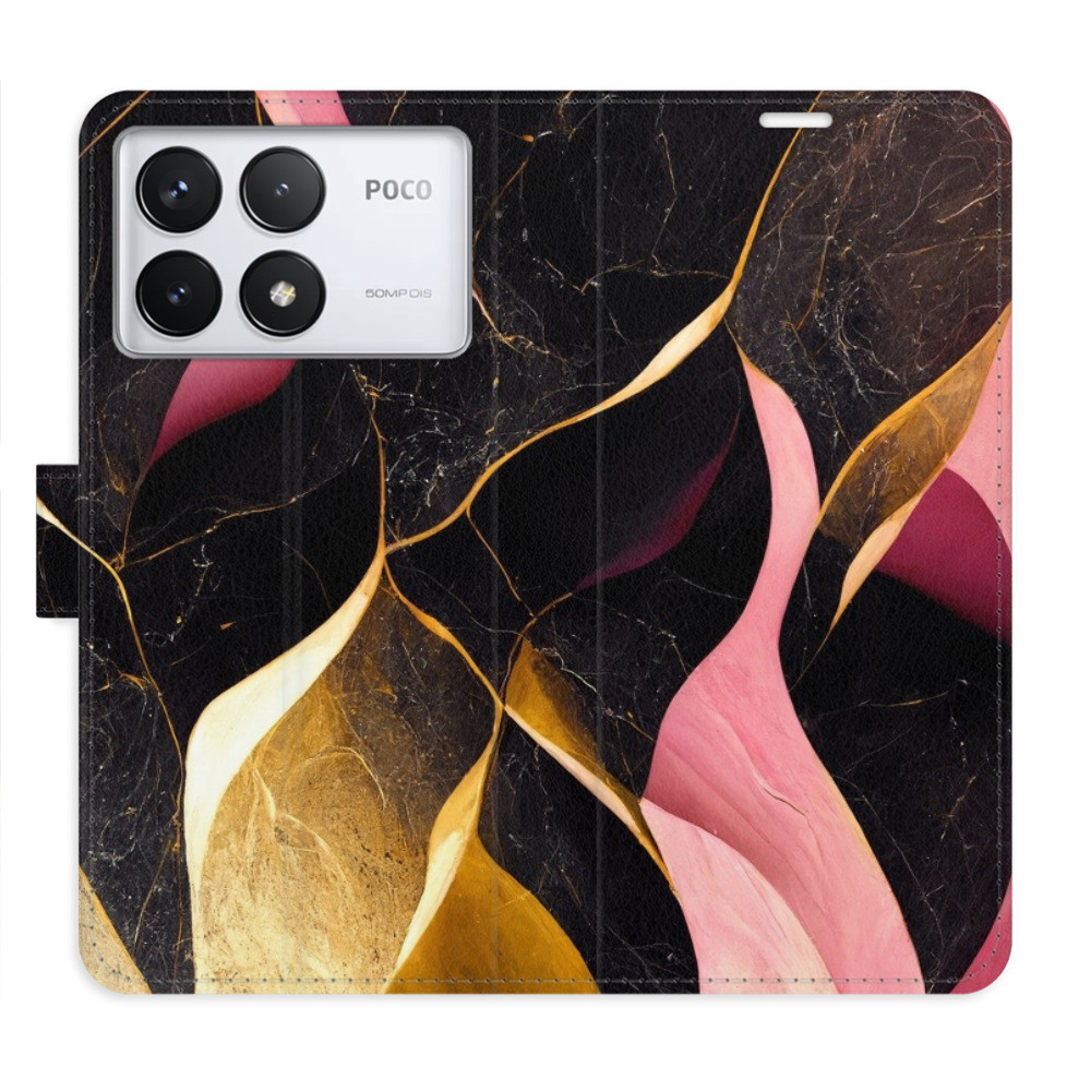 Flipové puzdro iSaprio - Gold Pink Marble 02 - Poco F6 Pro