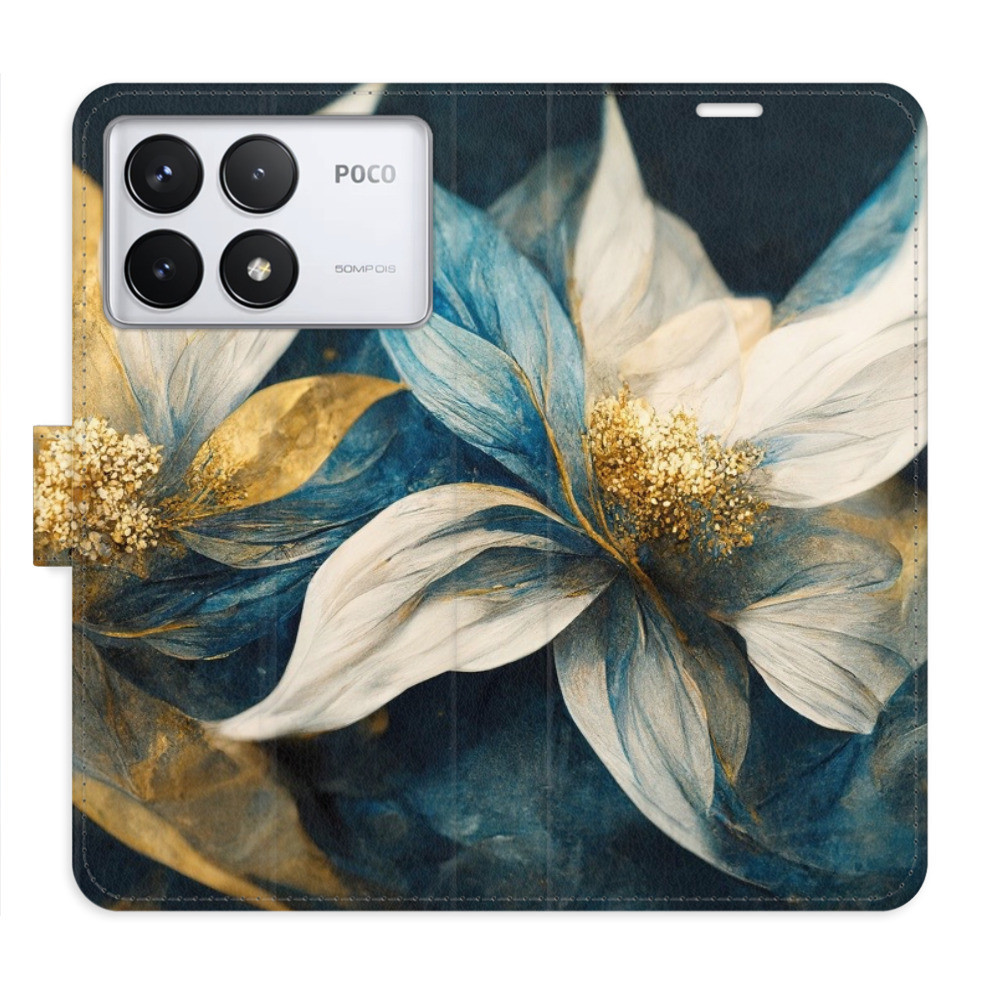 Flipové puzdro iSaprio - Gold Flowers - Poco F6 Pro
