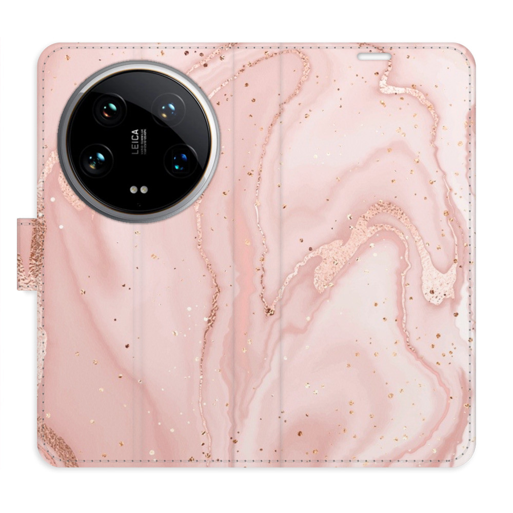 Flipové puzdro iSaprio - RoseGold Marble - Xiaomi 14 Ultra
