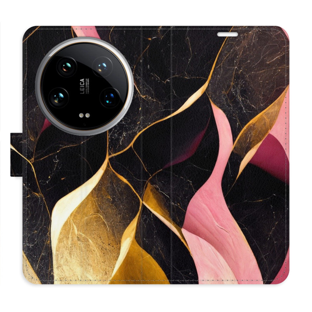 Flipové puzdro iSaprio - Gold Pink Marble 02 - Xiaomi 14 Ultra