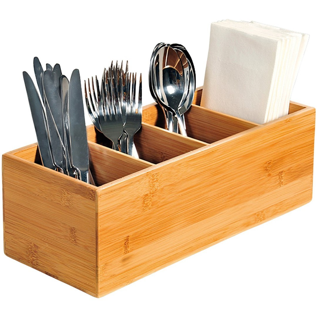 Organizér na příbory a ubrousky ORGANIZED 14x35x12 cm bambus