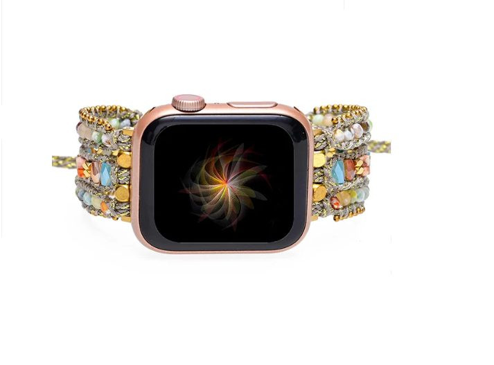 eses Remienok s korálkami pre Apple Watch - Prírodný modrý, 42mm, 44mm, 45mm