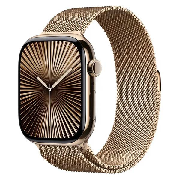 Apple Watch Series 10 GPS + Cellular 42mm Gold Titanium Case with Gold Milanese Loop MX083QCA