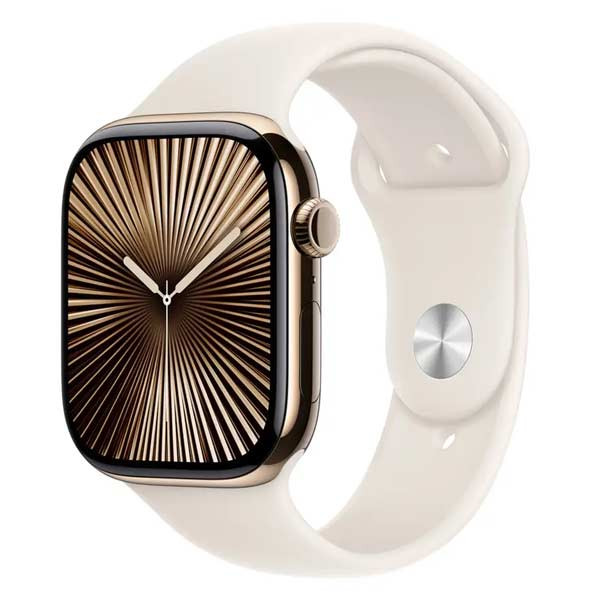 Apple Watch Series 10 GPS + Cellular 42mm Gold Titanium Case with Starlight Sport Band - SM MX063QCA