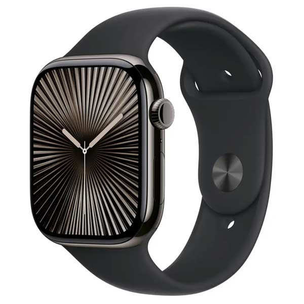 Apple Watch Series 10 GPS + Cellular 42mm Slate Titanium Case with Black Sport Band - SM MWXG3QCA