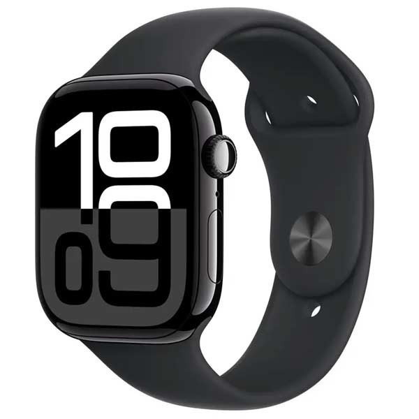 Apple Watch Series 10 GPS + Cellular 46mm Jet Black Aluminium Case with Black Sport Band - SM MWY33QCA
