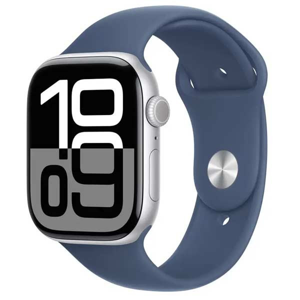 Apple Watch Series 10 GPS + Cellular 46mm Silver Aluminium Case with Denim Sport Band - SM MWY03QCA