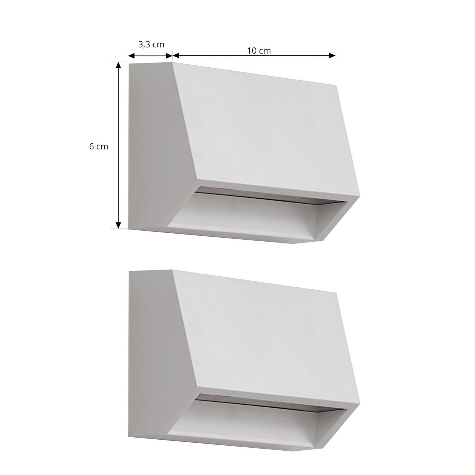 Vonkajšie nástenné svietidlo Lindby LED Appeso, dĺžka 10 cm, sada 2 ks