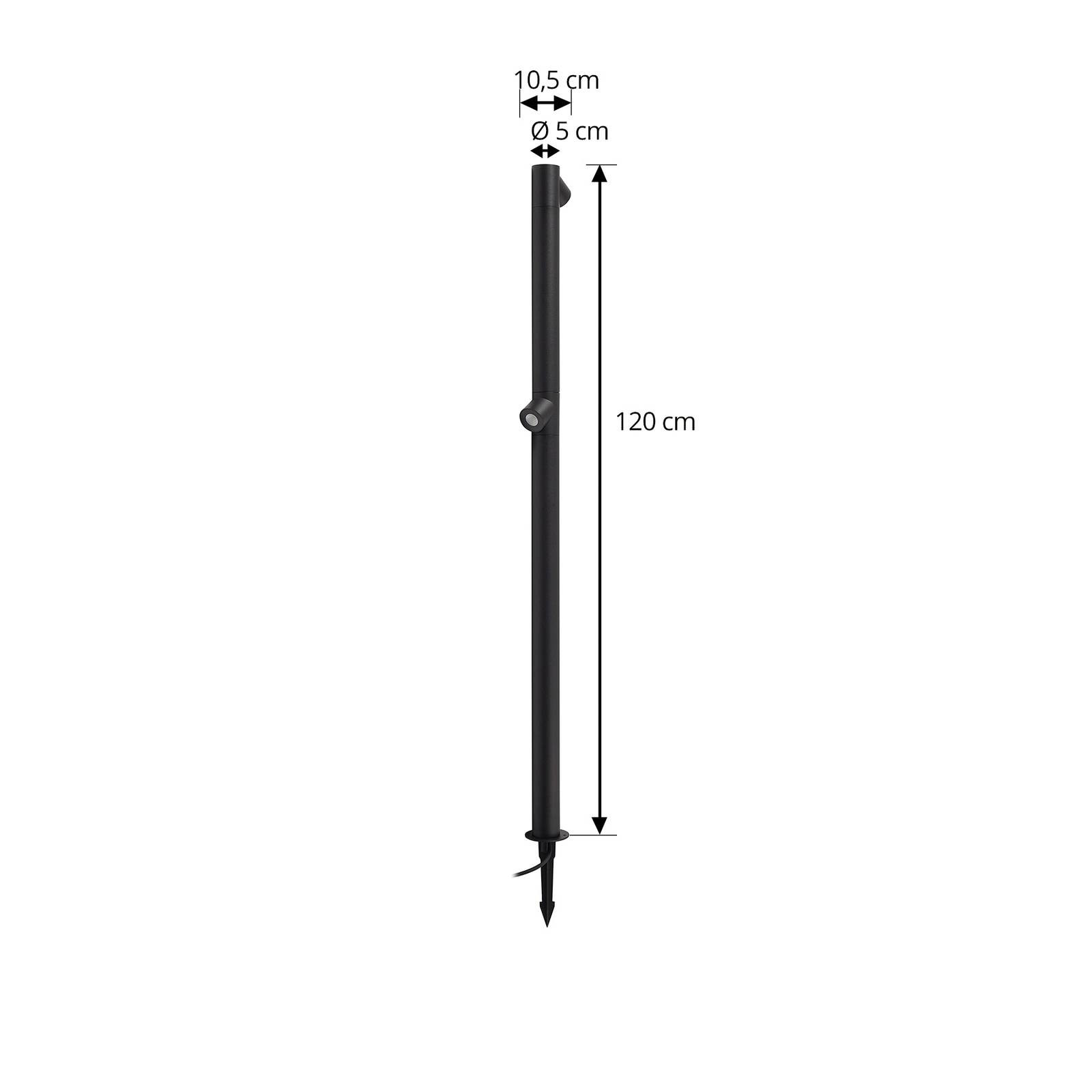 Lindby LED svetlo na chodník Luzian, výška 120 cm, čierne, zemný hrot