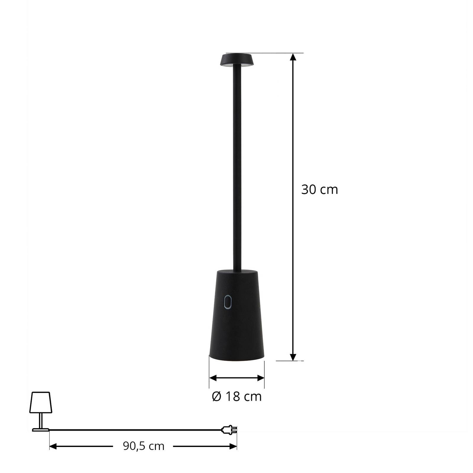 Lindby LED nabíjateľná stolová lampa Noelani, výška 30 cm, IP44,