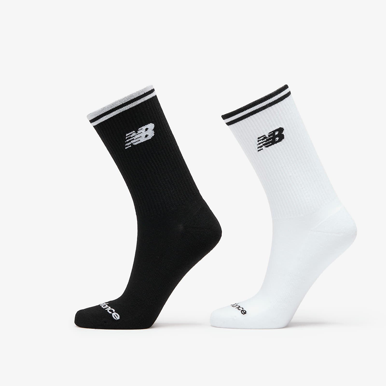 New Balance Running Stripe Midcalf Socks 2-Pack Black/ White S