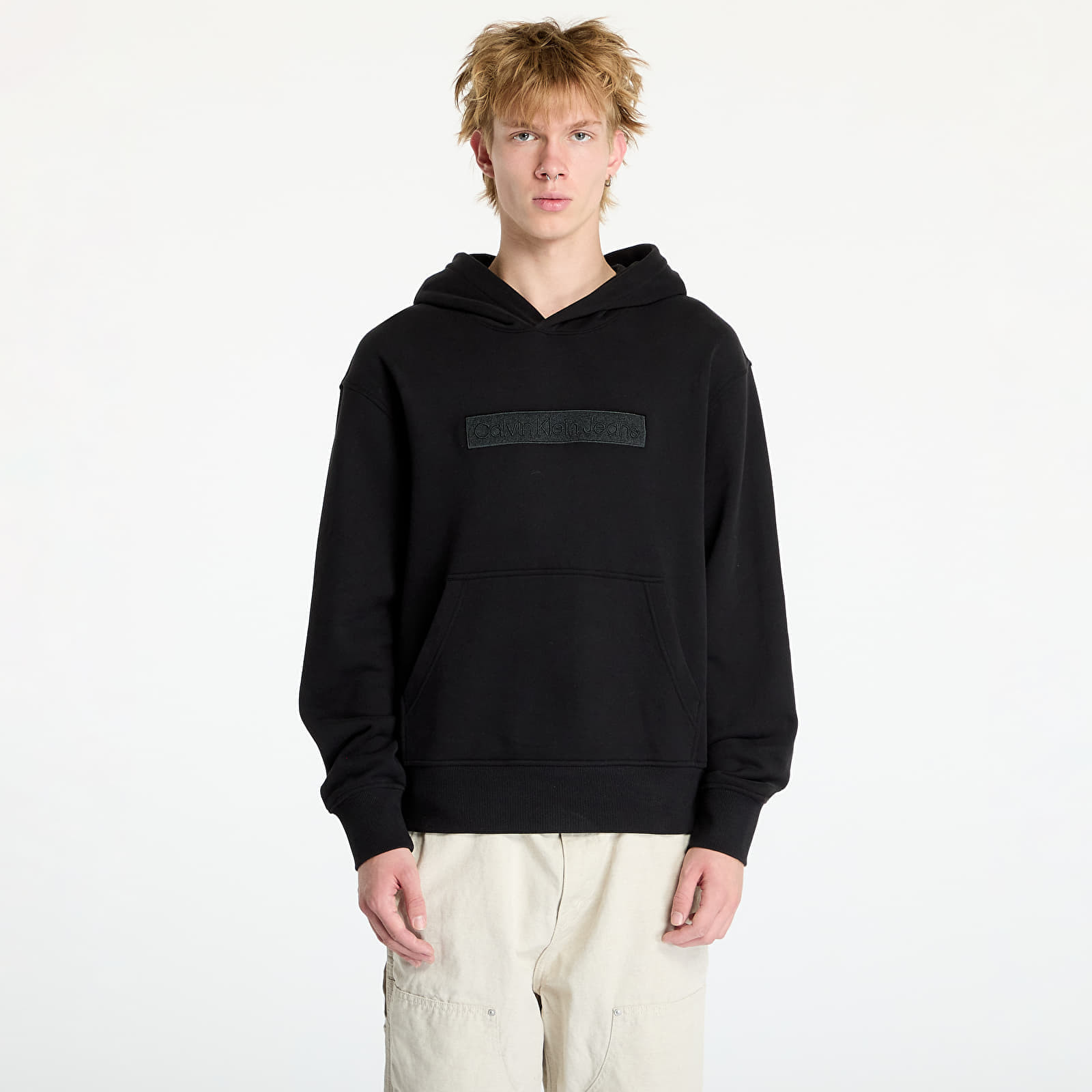Mikina Calvin Klein Jeans Embroidered Box Hoodie Black M