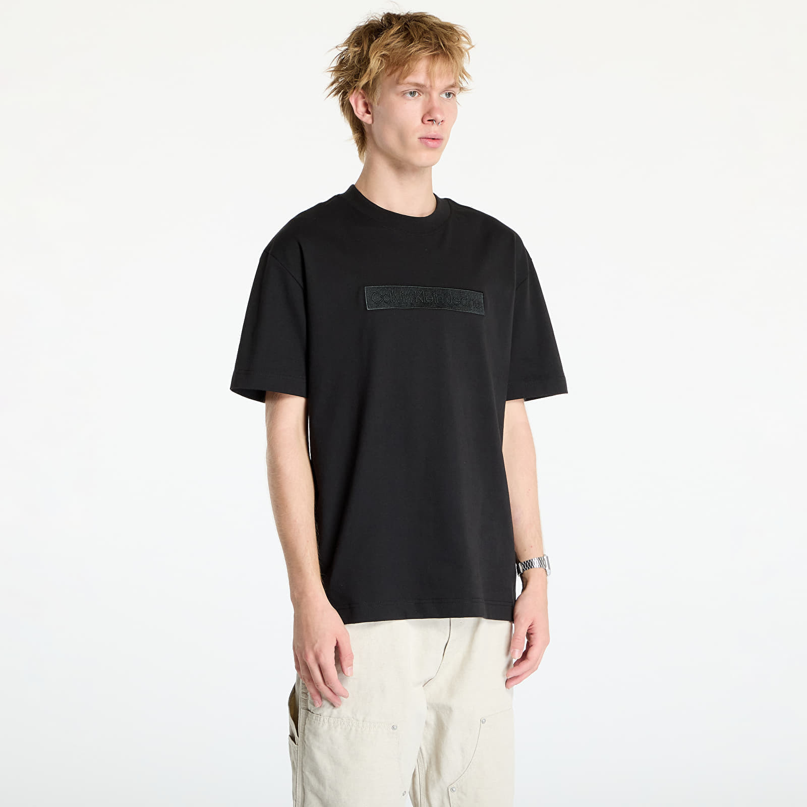 Tričko Calvin Klein Jeans Embroidered Box Tee Black L