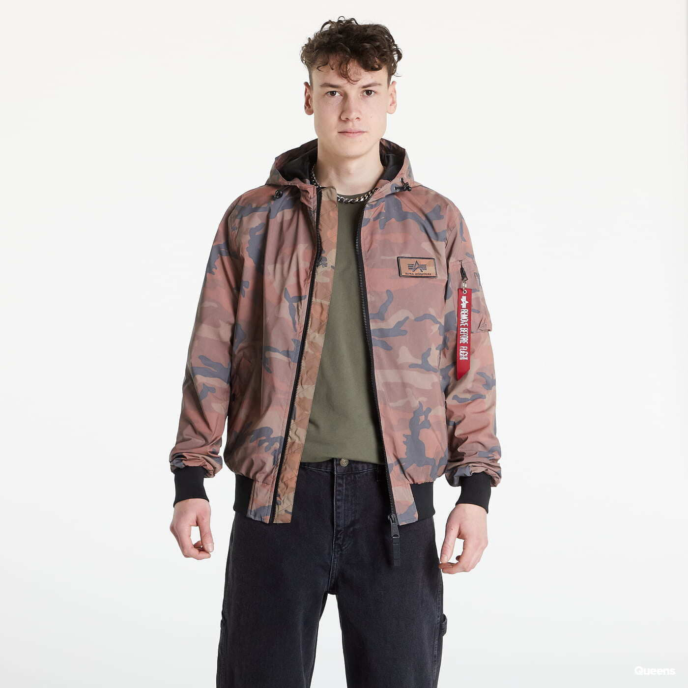 Bunda Alpha Industries MA-1 LW Hoode Refl. Camo Brown XL