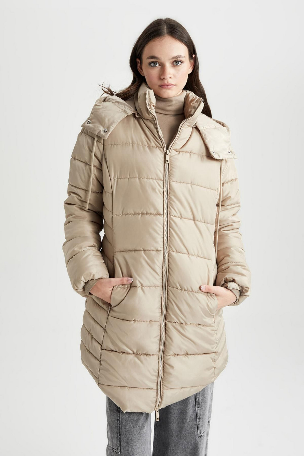 DEFACTO Waterproof Hooded Puffer Down Parka Parka