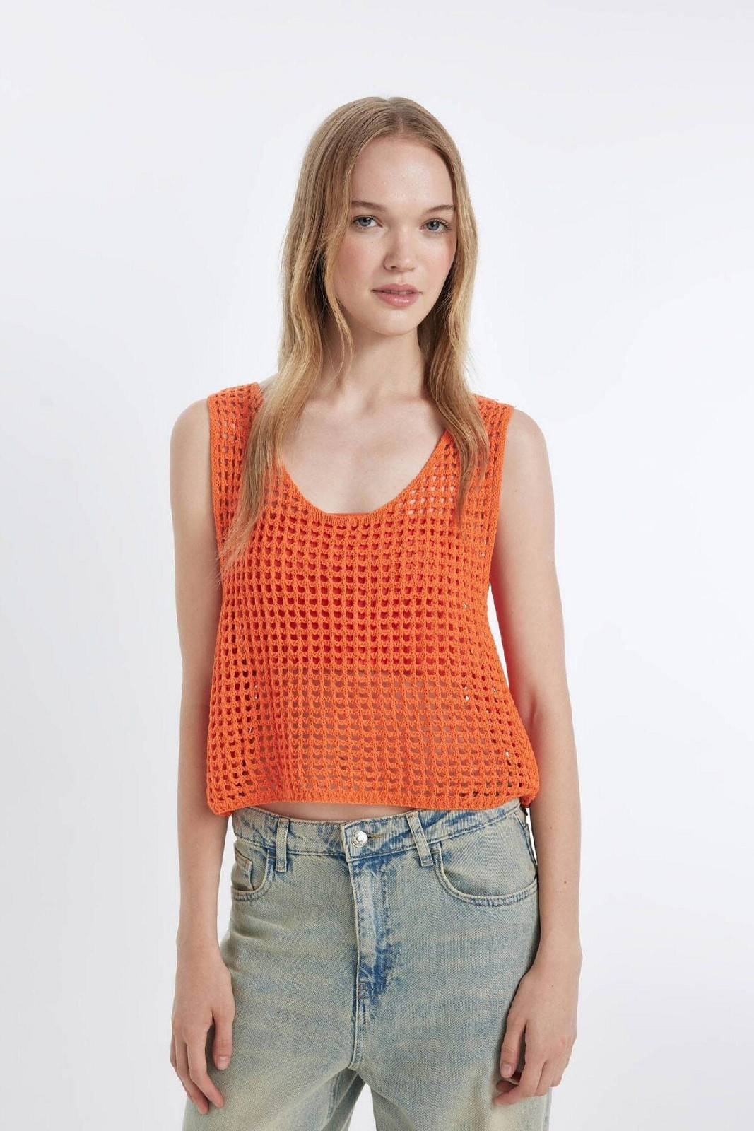 DEFACTO Cool V Neck Crochet Knitted Tank Top