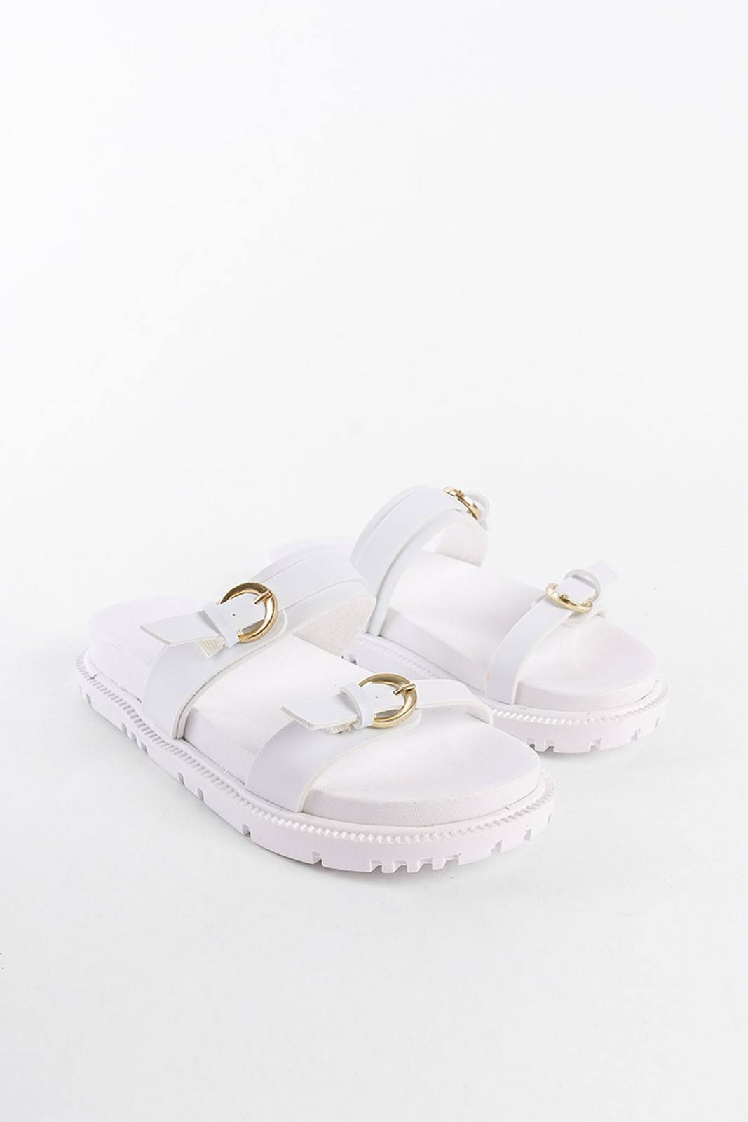 Capone Outfitters Round Toe Two-Strap Buckled Women's Slippers