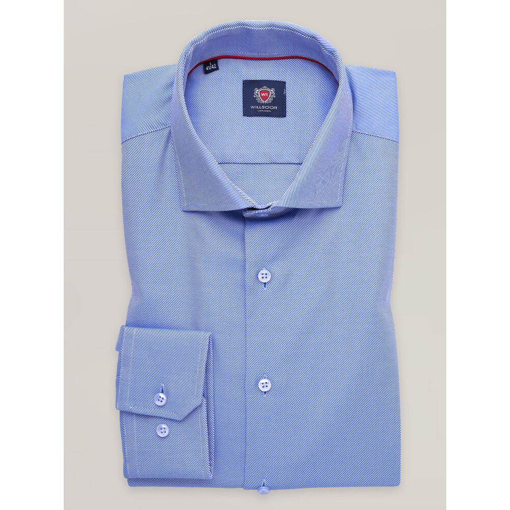 Pánska svetlomodrá košeľa slim fit s jemnými prúžkami 17560