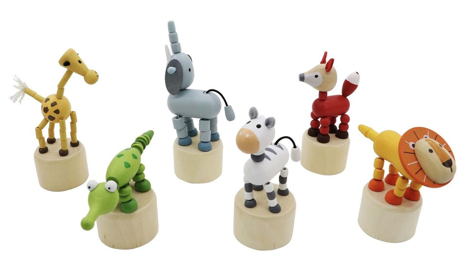 Stláčacie zvieratká drevené safari 11cm