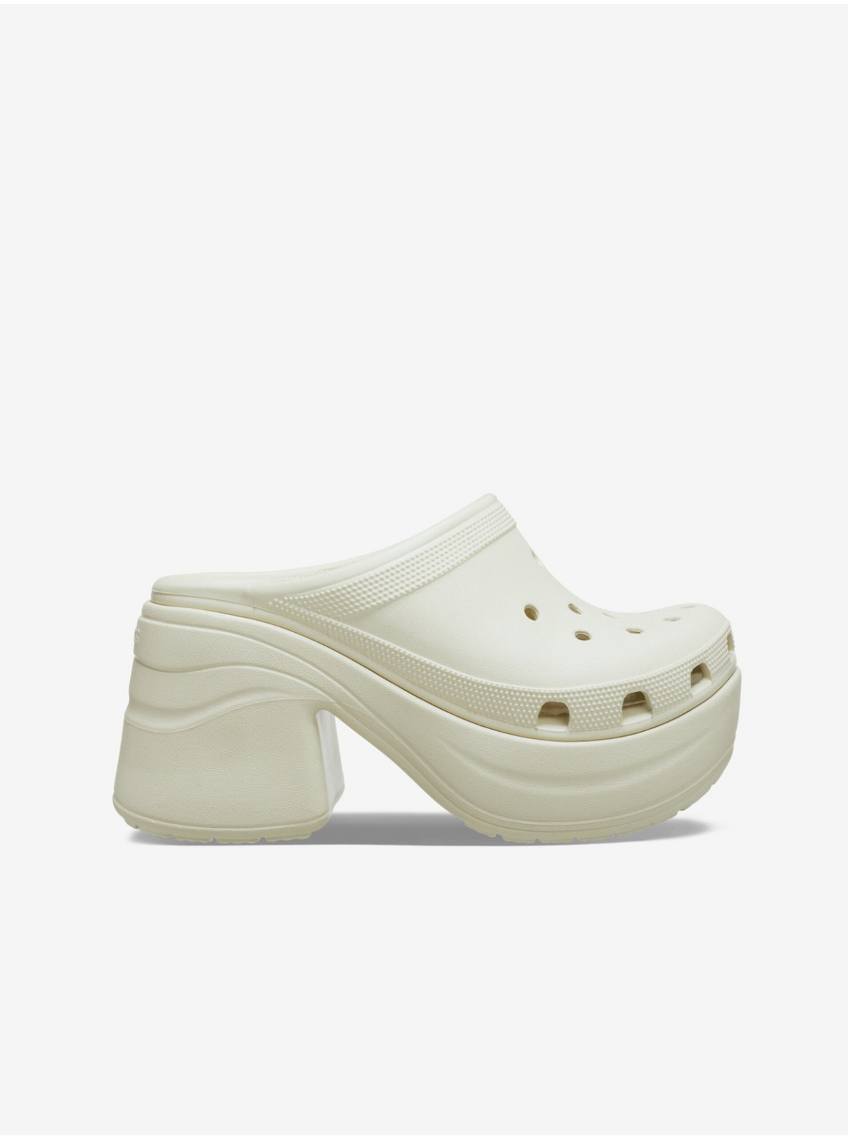 Krémové dámske šľapky na podpätku Crocs Siren Clog